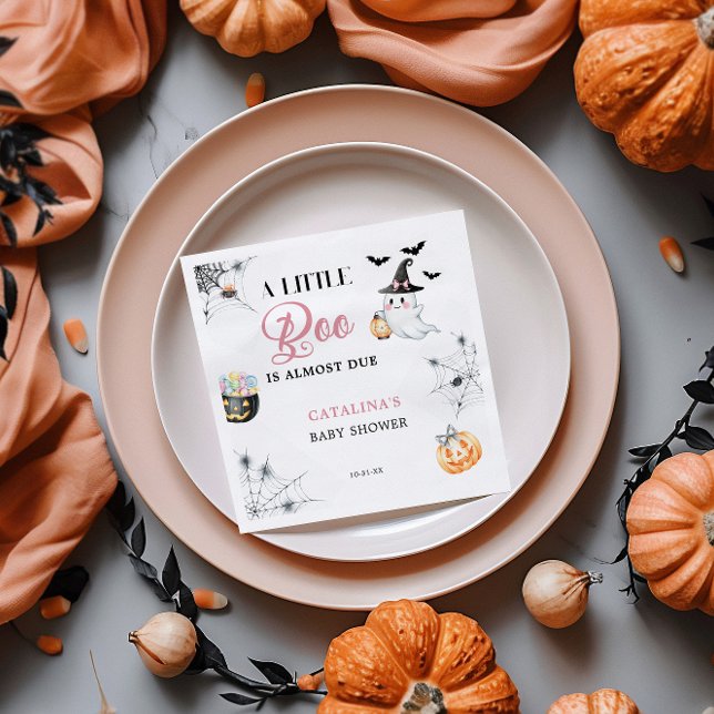 Pink Halloween Ghost Baby Shower Napkin (Creator Uploaded)
