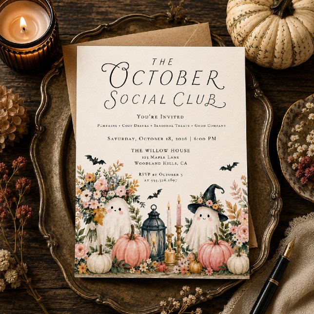 Pink Halloween Ghost Party Invitation (Creator Uploaded)