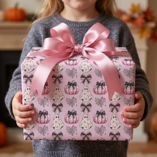 Pink Halloween Ghost  Wrapping Paper