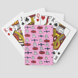Pink Halloween Ghosts, Bats, and Jack o Lanterns Playing Cards
