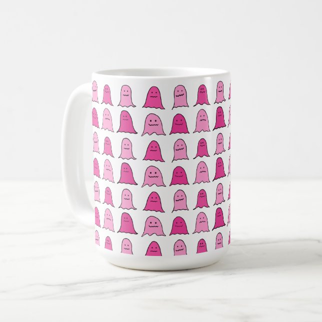 Pink Halloween Ghosts Coffee Mug (Front Left)
