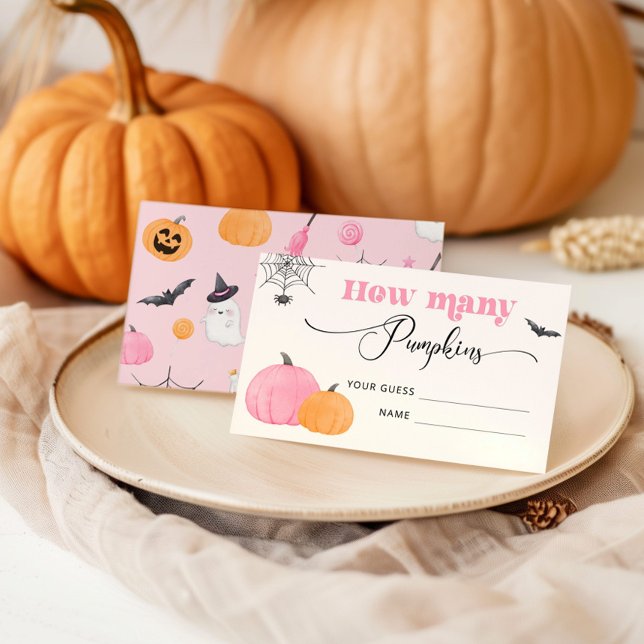 Pink Halloween guess how many pumpkins Enclosure Card (Creator Uploaded)