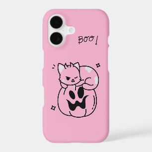 Pink Halloween iPhone 17 Case with Cute Cats 