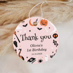 Pink Halloween Kids Birthday Party Favour Tags