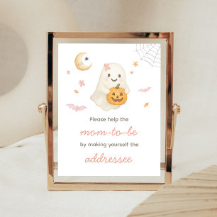 Pink Halloween Little Boo Envelope Station Sign