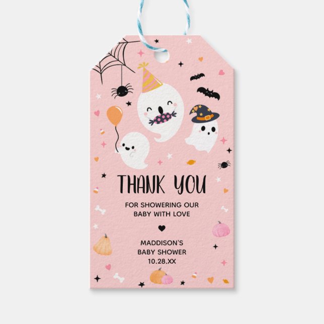 Pink Halloween Little Boo Favour Tags (Front)