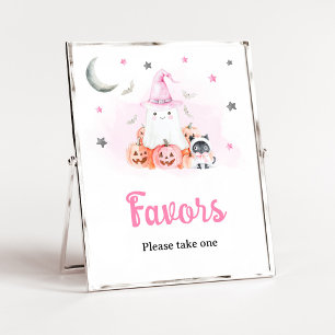 Pink Halloween Little Boo Favours Sign