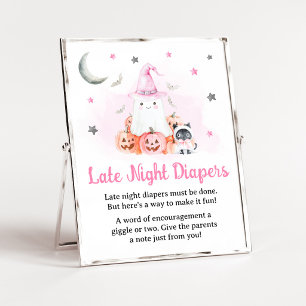 Pink Halloween Little Boo Late Night Diaper Sign