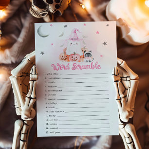 Pink Halloween Little Boo Word Scramble Game