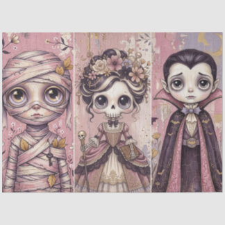 Pink Halloween Mummy Skeleton Vampire Character Tissue Paper