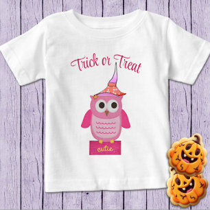 Pink Halloween Owl Baby T-Shirt