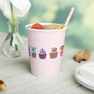 Pink Halloween Paper Cups Size: 8oz , Lid: None