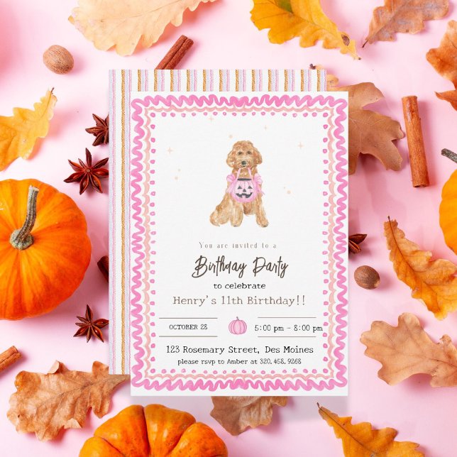 Pink Halloween Party Invitation dog halloween (Creator Uploaded)