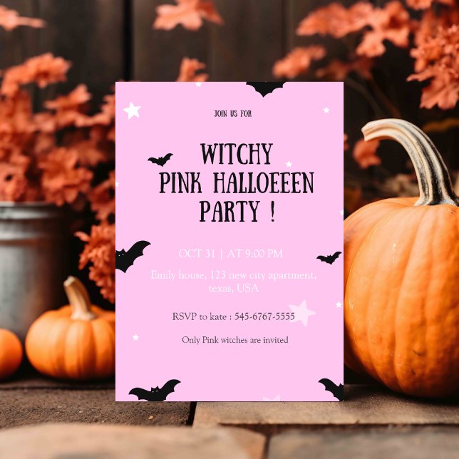 pink halloween party, invitation, invitation (Creator Uploaded)