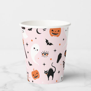 Pink Halloween Party Paper Cups