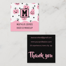 PINK HALLOWEEN PUMPKIN SQUARE BUSINESS CARD
