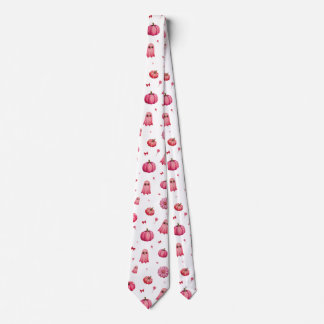 Pink Halloween Pumpkins Tie