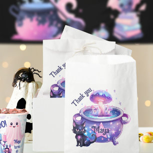 Pink halloween purple cat magical cauldron favour bags