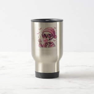 Pink Halloween Skeleton Shirt.Bubblegum Peace tee Travel Mug