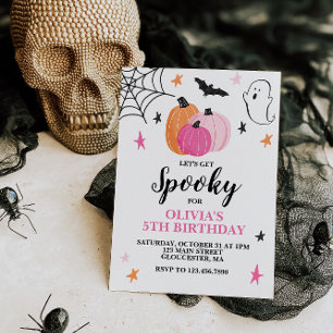 Pink Halloween Spooktacular Girl Birthday Invitation