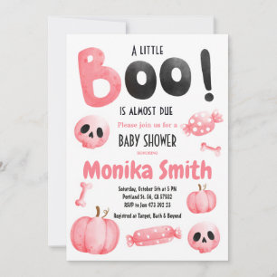 Pink Halloween Spooky Baby Shower Invitation
