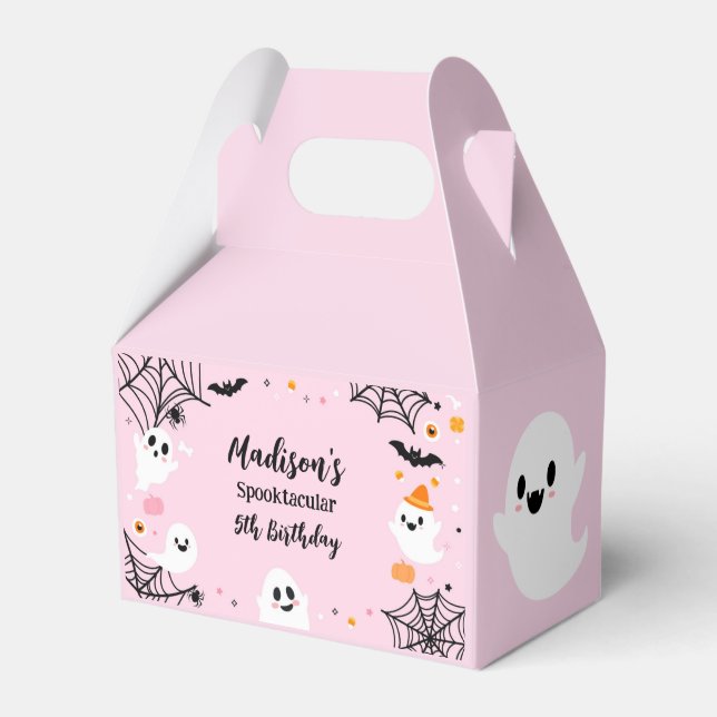 Pink Halloween Spooky Ghost Favour Box (Front Side)