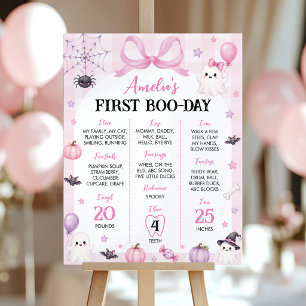 Pink Halloween Spooky One Birthday Milestone Sign