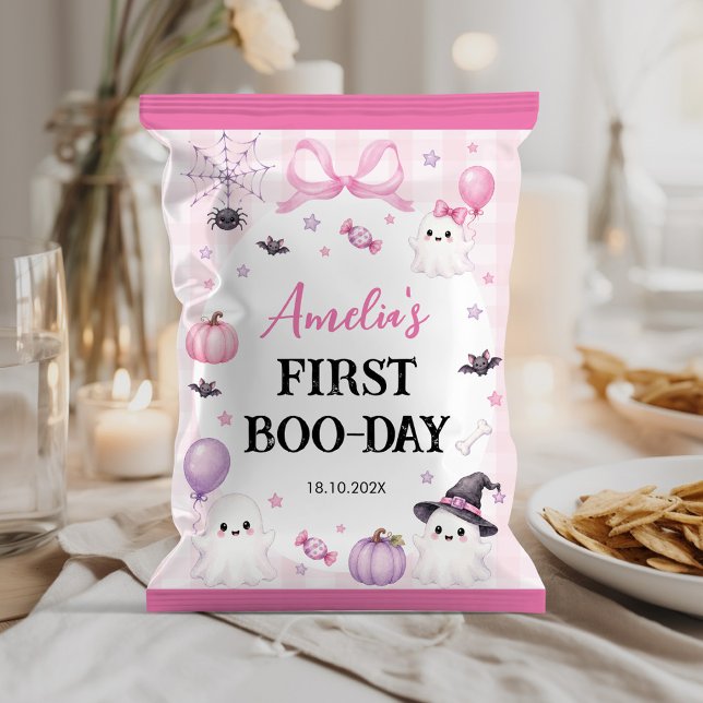 Pink Halloween Spooky One Party Chip Bag Wrapper (Creator Uploaded)