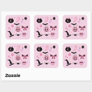 Pink Halloween Square Sticker