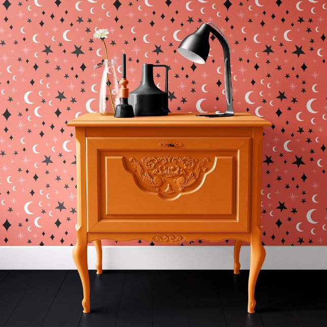 Pink Halloween Stars and Moons Wallpaper (Creator Uploaded)