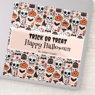 Pink Halloween Trick or Treat Custom Family Name