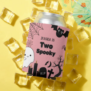Pink Halloween two spooky second Birthday party Can Cooler