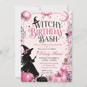 Pink Halloween Witchy Birthday Bash Invitation