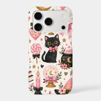 Pink Halloween Witchy Cute Ghosts Black Cat Pumpki