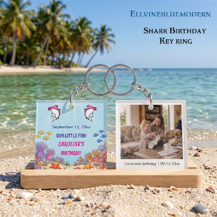 Pink Hammerhead Shark Birthday Custom Photo  Key Ring