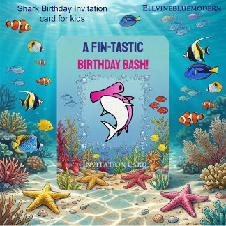 Pink Hammerhead Shark Fin-tastic Girl Birthday Invitation