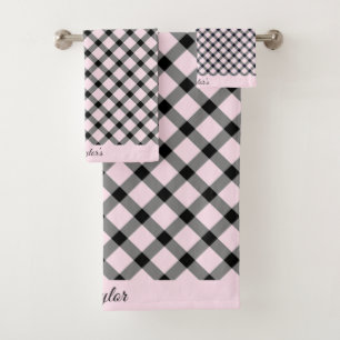 PINK HAMPTONS CHECK BATHROOM TOWEL SET
