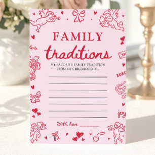 Pink Hand Drawn Baby Shower Family Traditions Game Invitation