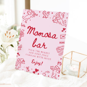Pink Hand Drawn Baby Shower Momosa Bar Sign