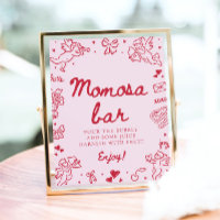Pink Hand Drawn Baby Shower Momosa Bar Sign