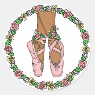 Pink Hand Drawn Ballet Slippers  Classic Round Sticker