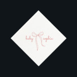 pink Hand Drawn Bow Girl Baby Shower Napkin<br><div class="desc">Hand Drawn Bow Custom Personalised Baby Shower Napkins,  Elegant Bows Serviettes,  Simple Cocktail,  Luncheon Party Customisable Elegant Napkin</div>