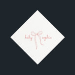 pink Hand Drawn Bow Girl Baby Shower Napkin<br><div class="desc">Hand Drawn Bow Custom Personalised Baby Shower Napkins,  Elegant Bows Serviettes,  Simple Cocktail,  Luncheon Party Customisable Elegant Napkin</div>