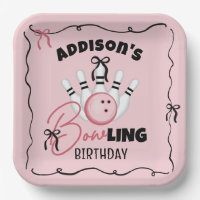 Pink Hand Drawn BOWling Bows Girl Birthday Party