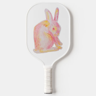 Pink Hand-drawn Cute Bunny Pickleball Paddle
