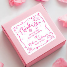 Pink Hand Drawn Doodles Graduation Thank You White