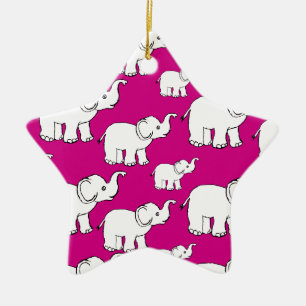 Pink Hand Drawn Elephant Pattern Elephant Cartoon Ceramic Tree Decoration