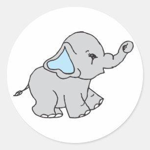 Pink Hand Drawn Elephant Pattern Elephant Cartoon Classic Round Sticker
