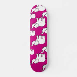 Pink Hand Drawn Elephant Pattern Elephant Cartoon Skateboard