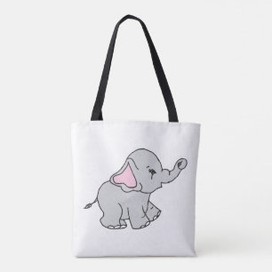Pink Hand Drawn Elephant Pattern Elephant Cartoon Tote Bag